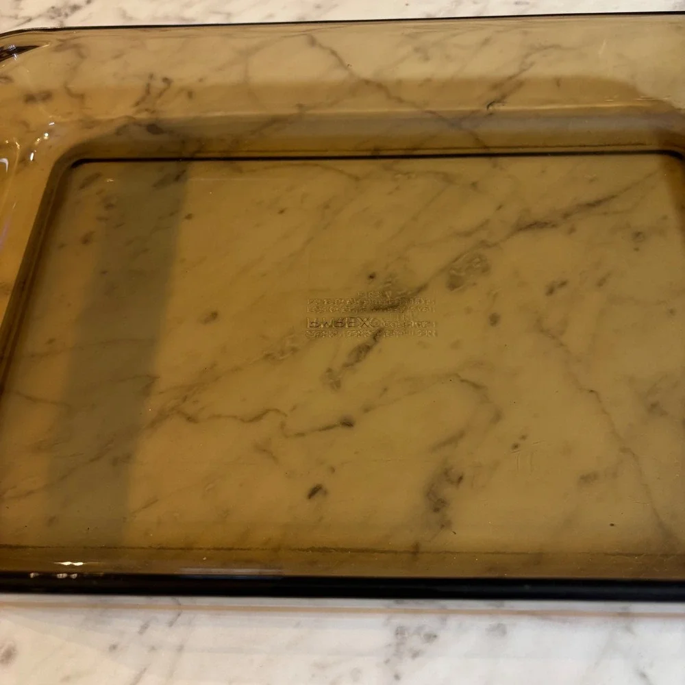 Vintage Pyrex Fireside Amber Glass Baking Dish 3L Rectangular Roaster 233-N UK